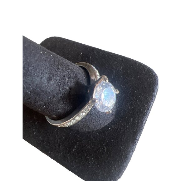 Sparkly 1 carat Engagement Ring Platinum White Gold Silver Tone Prong Set SZ 9.7 - Picture 10 of 15